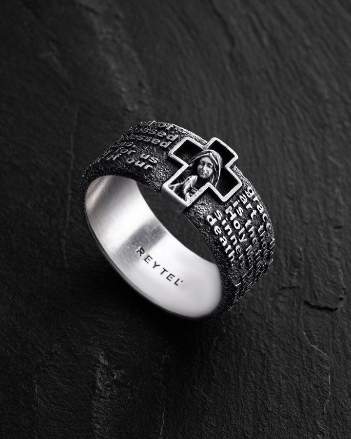 Bague en argent PRIÈRE À JE VOUS SALUE MARIE