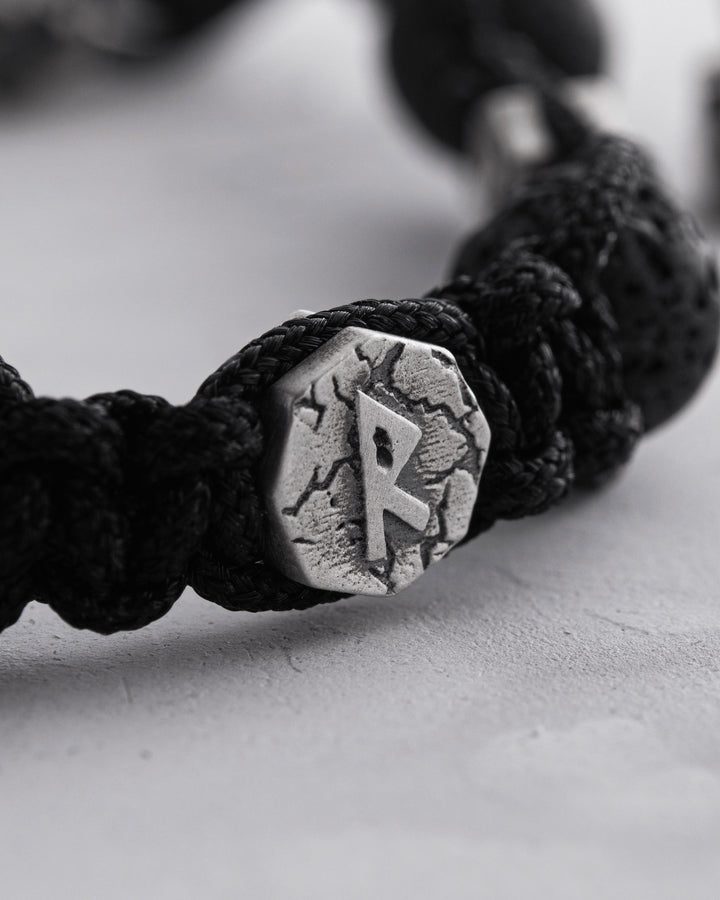 Bracelet homme RUNES (lave)
