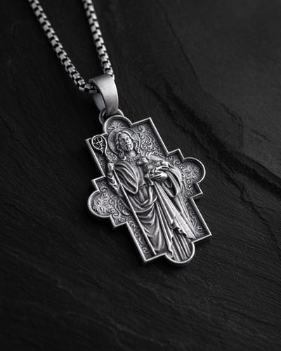 Silver pendant JESUS and SCEPTER