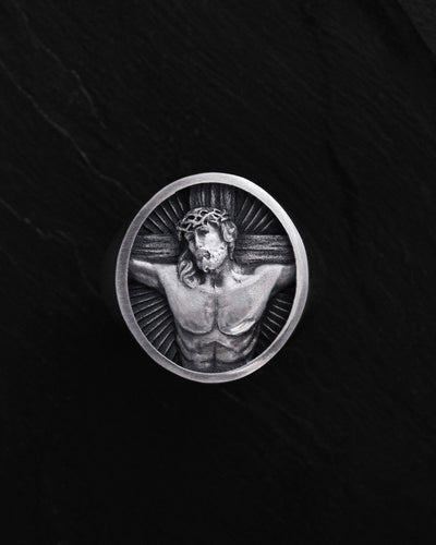 Silver ring JESUS CHRIST. SACRIFICE