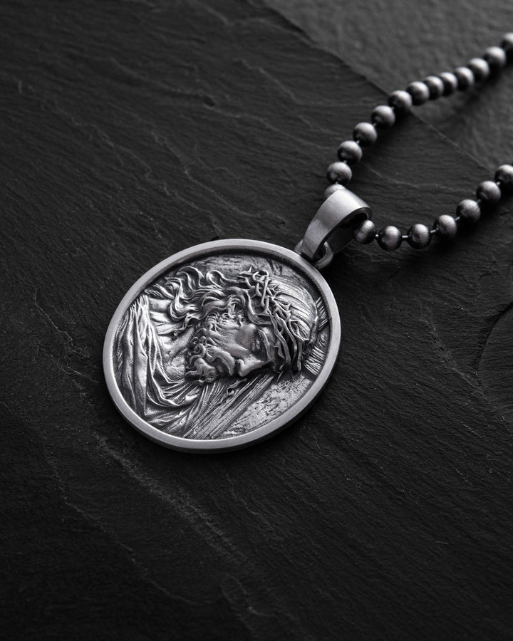 Silver pendant JESUS CHRIST WITH CROWN OF THORNS