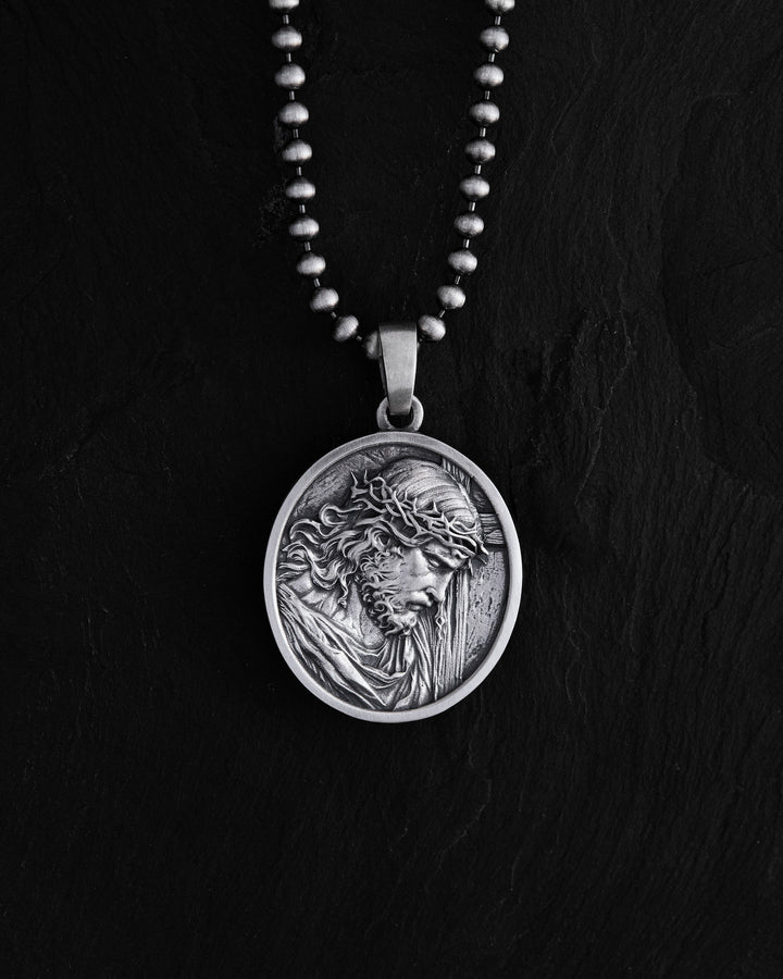 Silver pendant JESUS CHRIST WITH CROWN OF THORNS