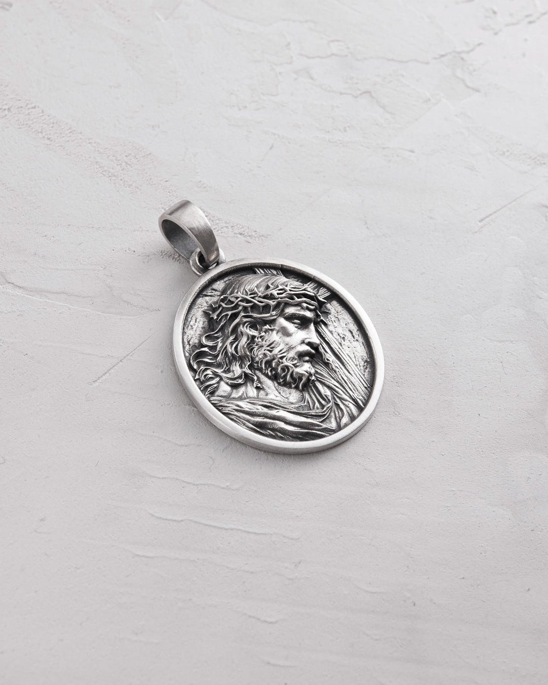 Silver pendant JESUS CHRIST WITH CROWN OF THORNS