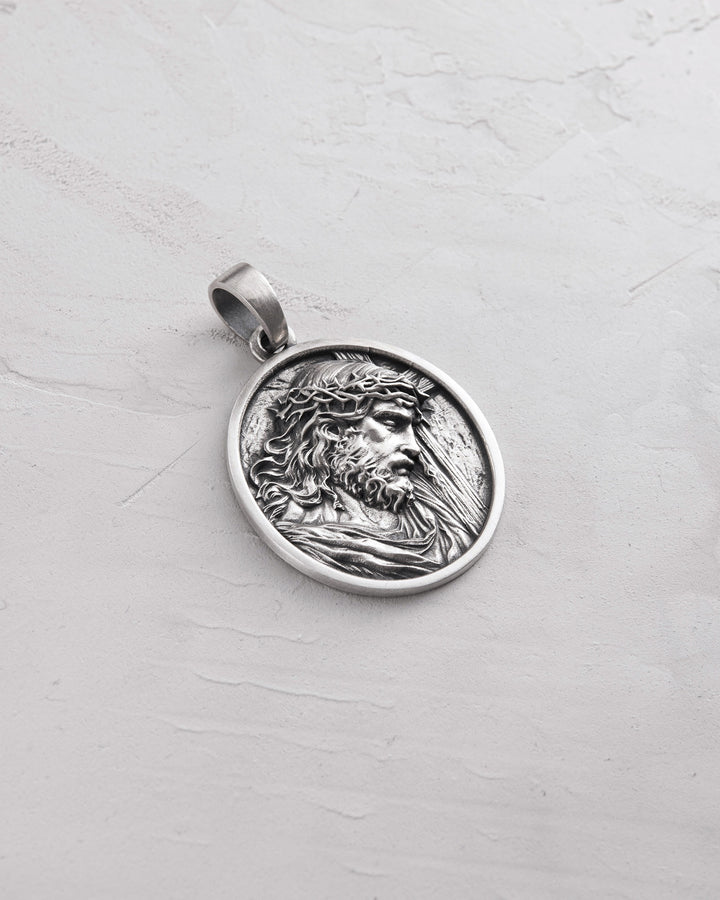 Silver pendant JESUS CHRIST WITH CROWN OF THORNS