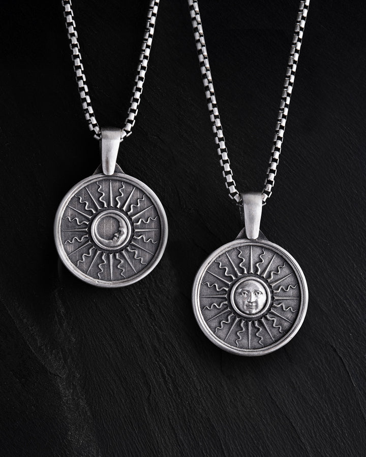 Pendentif en argent SOLEIL et LUNE