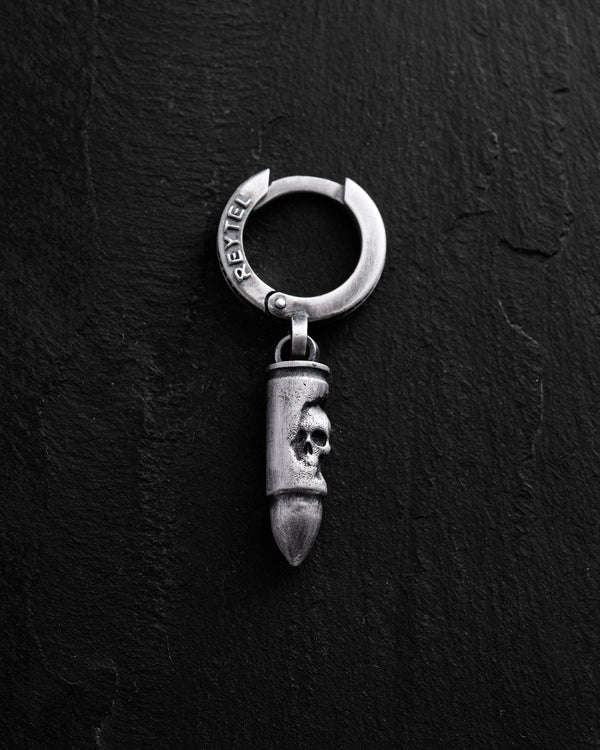 Silver single earring BULLET. MEMENTO MORI