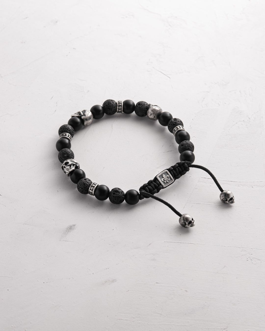 Bracelet homme tête de mort en pierre de lave