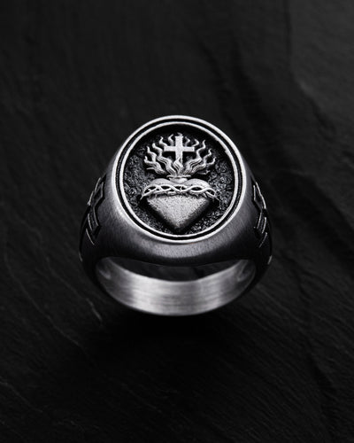 Silver ring SACRED HEART