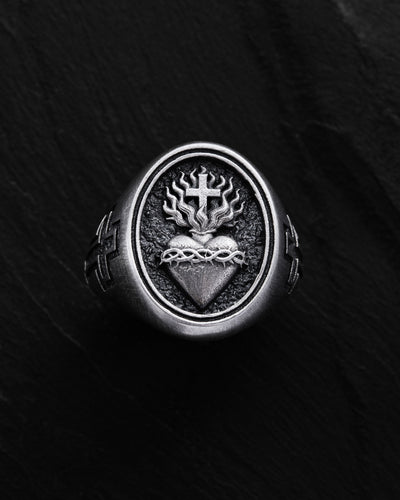 Silver ring SACRED HEART