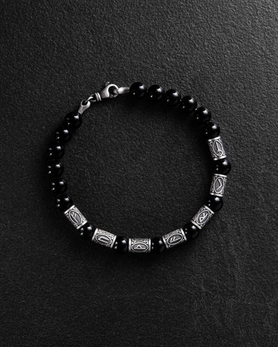 RUNES men's bracelet (silver, Milanese, onyx)
