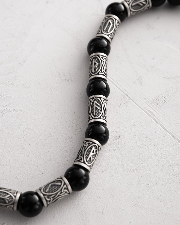 Bracciale da uomo RUNES (argento, milanese, onice)