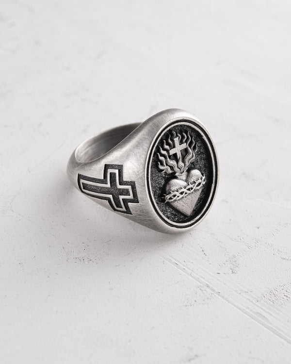 Silver ring SACRED HEART