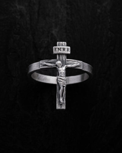 Silver ring JESUS CRUCIFIX INRI
