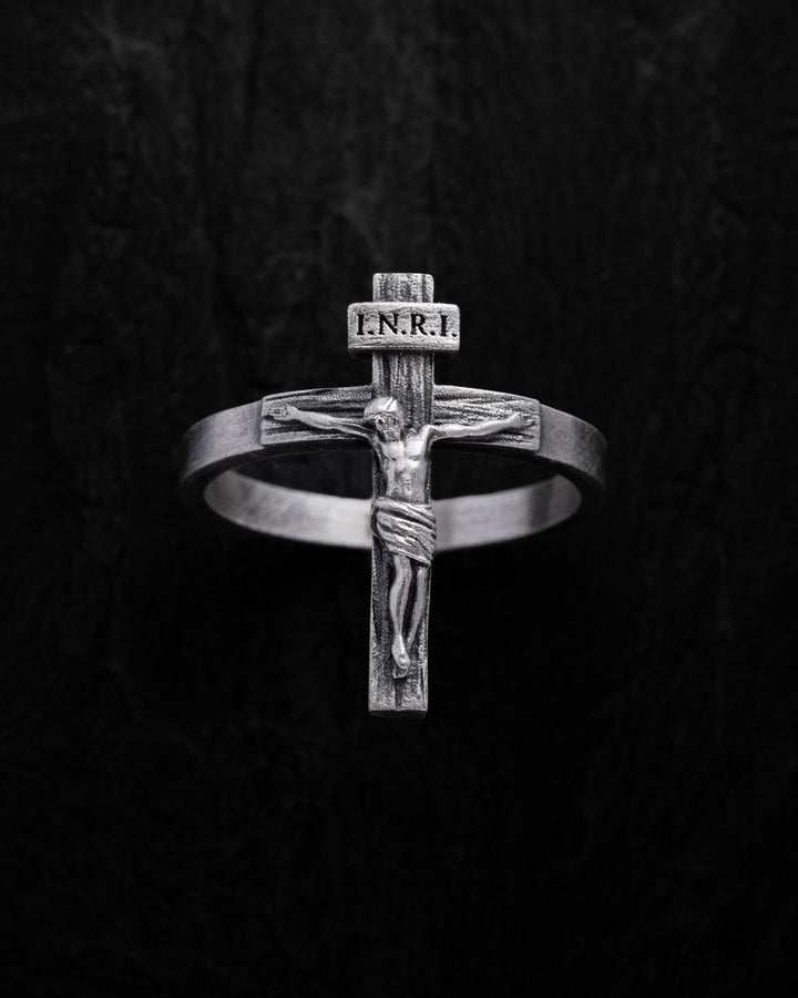 Silver ring JESUS CRUCIFIX INRI