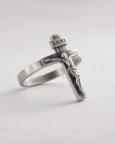 Silver ring JESUS CRUCIFIX INRI