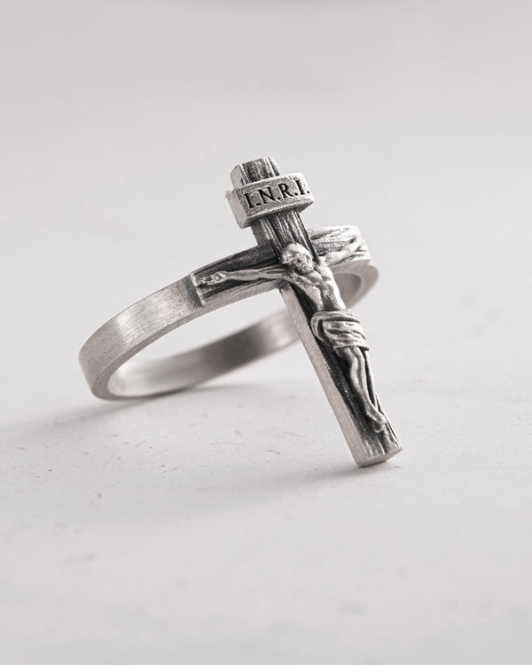 Silver ring JESUS CRUCIFIX INRI