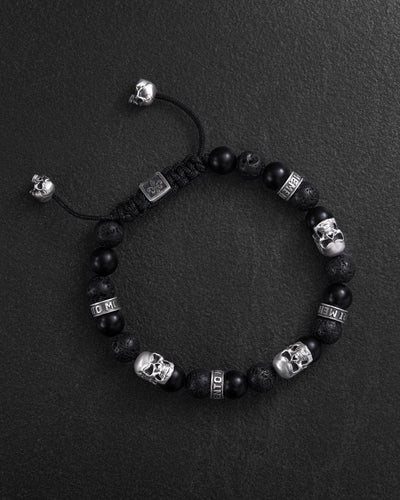 Men's Bracelet SKULL. LAVA STONE