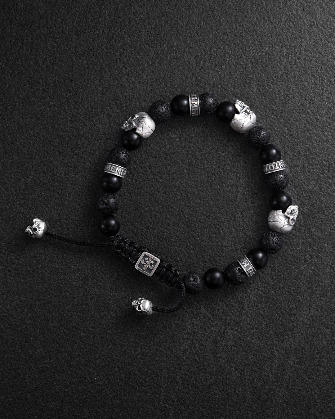 Men's Bracelet SKULL. LAVA STONE
