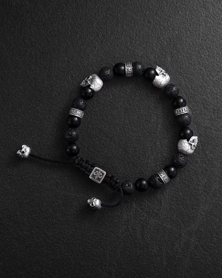 Men's Bracelet SKULL. LAVA STONE