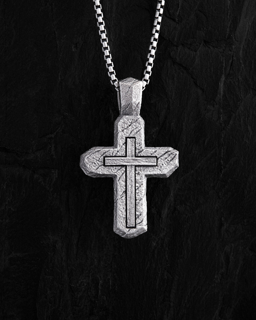 Silver cross CALVARY CROSS. IN GOD WE TRUST