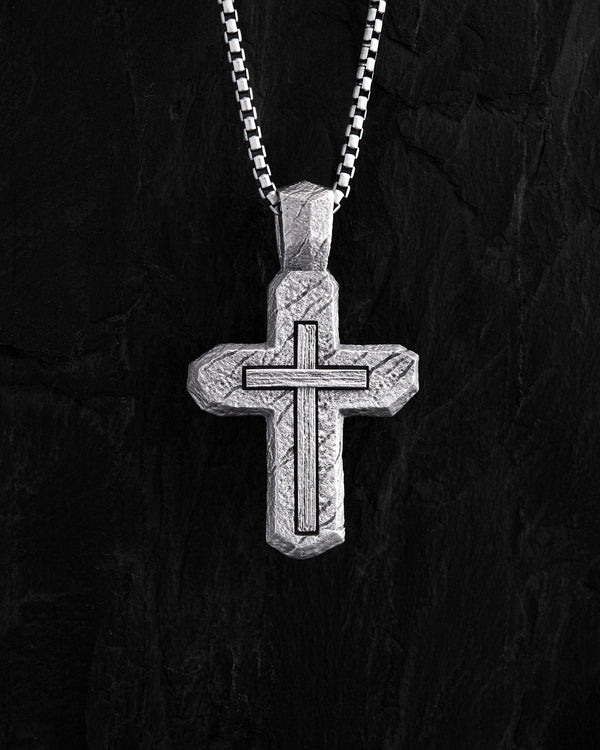 Silver cross CALVARY CROSS. IN GOD WE TRUST