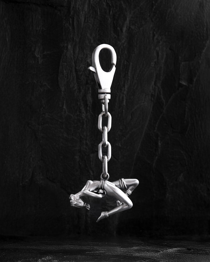Silver keychain SHIBARI – INVERTED SUSPENSION