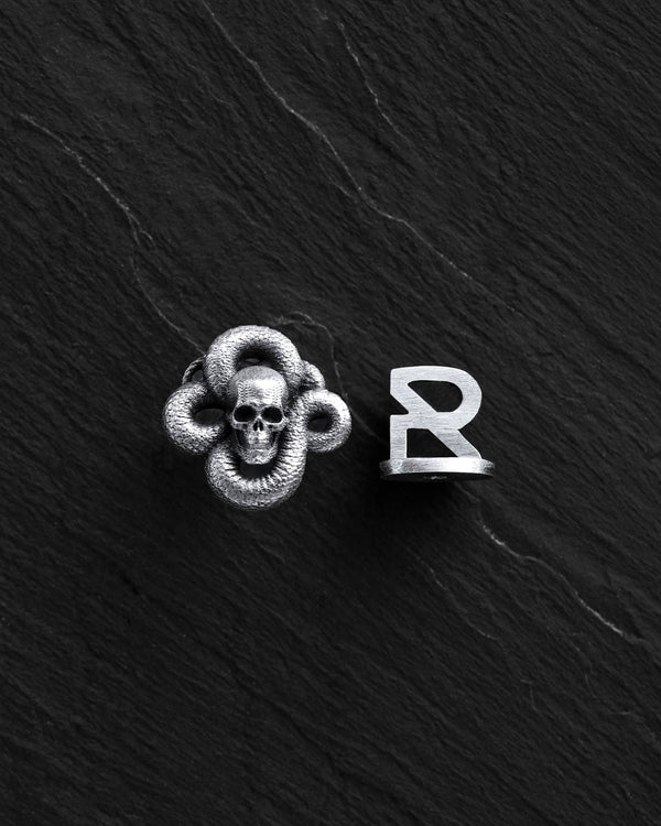 Silver single earring MORTE SERPENS