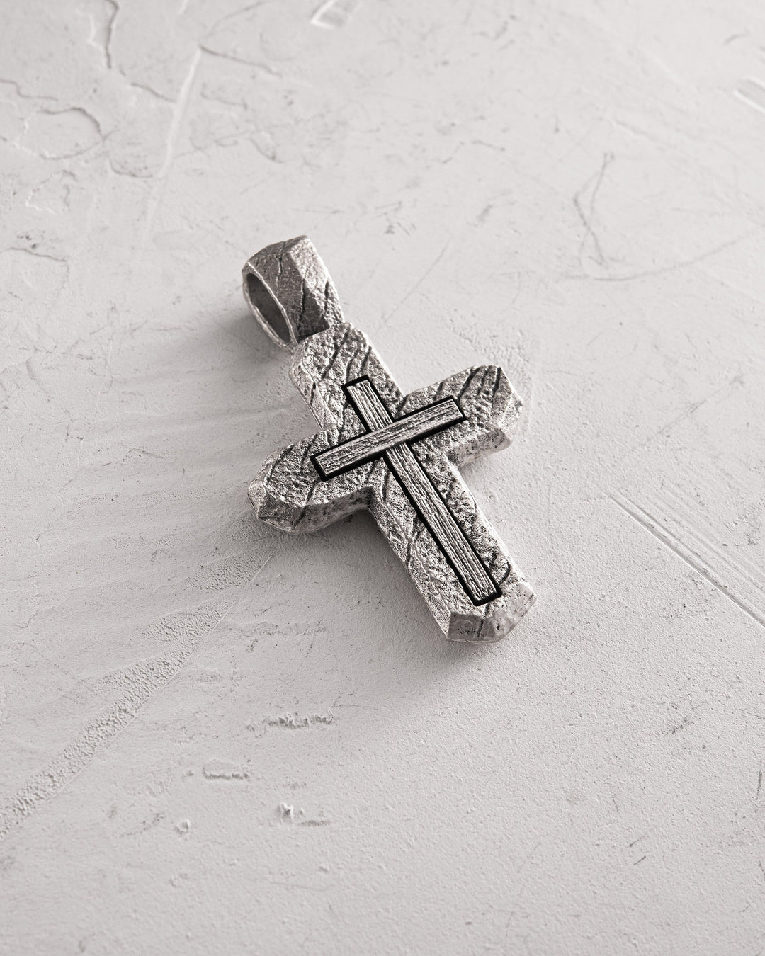 Silver cross CALVARY CROSS. IN GOD WE TRUST