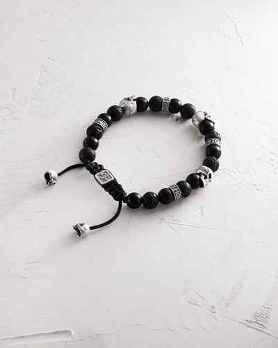 Men's Bracelet SKULL. LAVA STONE