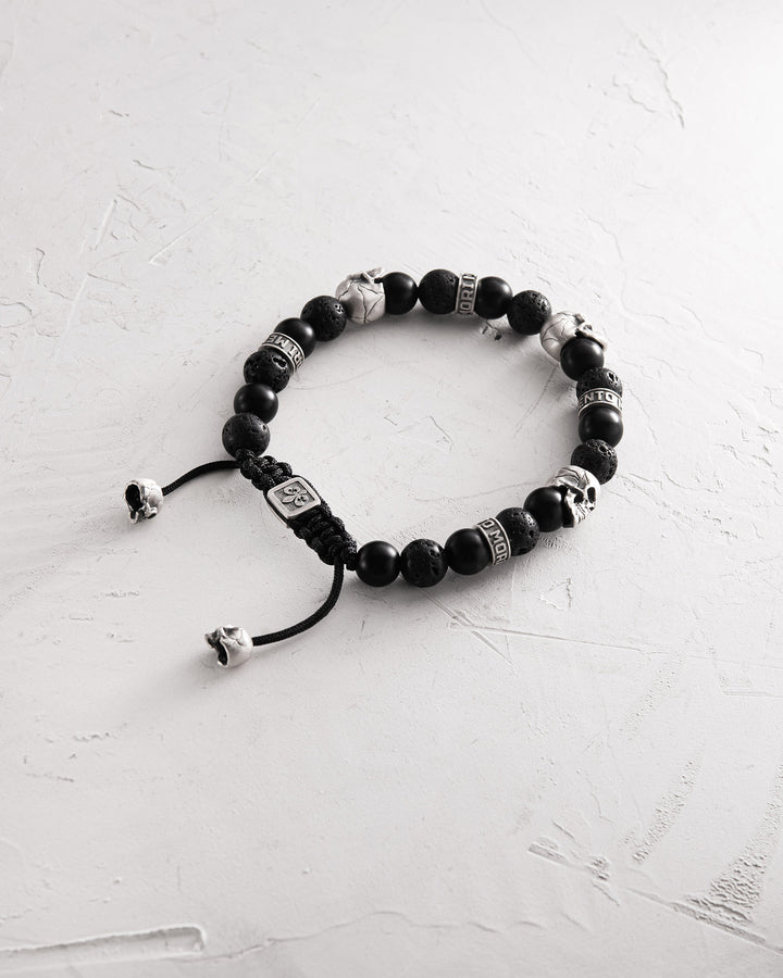 Men's Bracelet SKULL. LAVA STONE