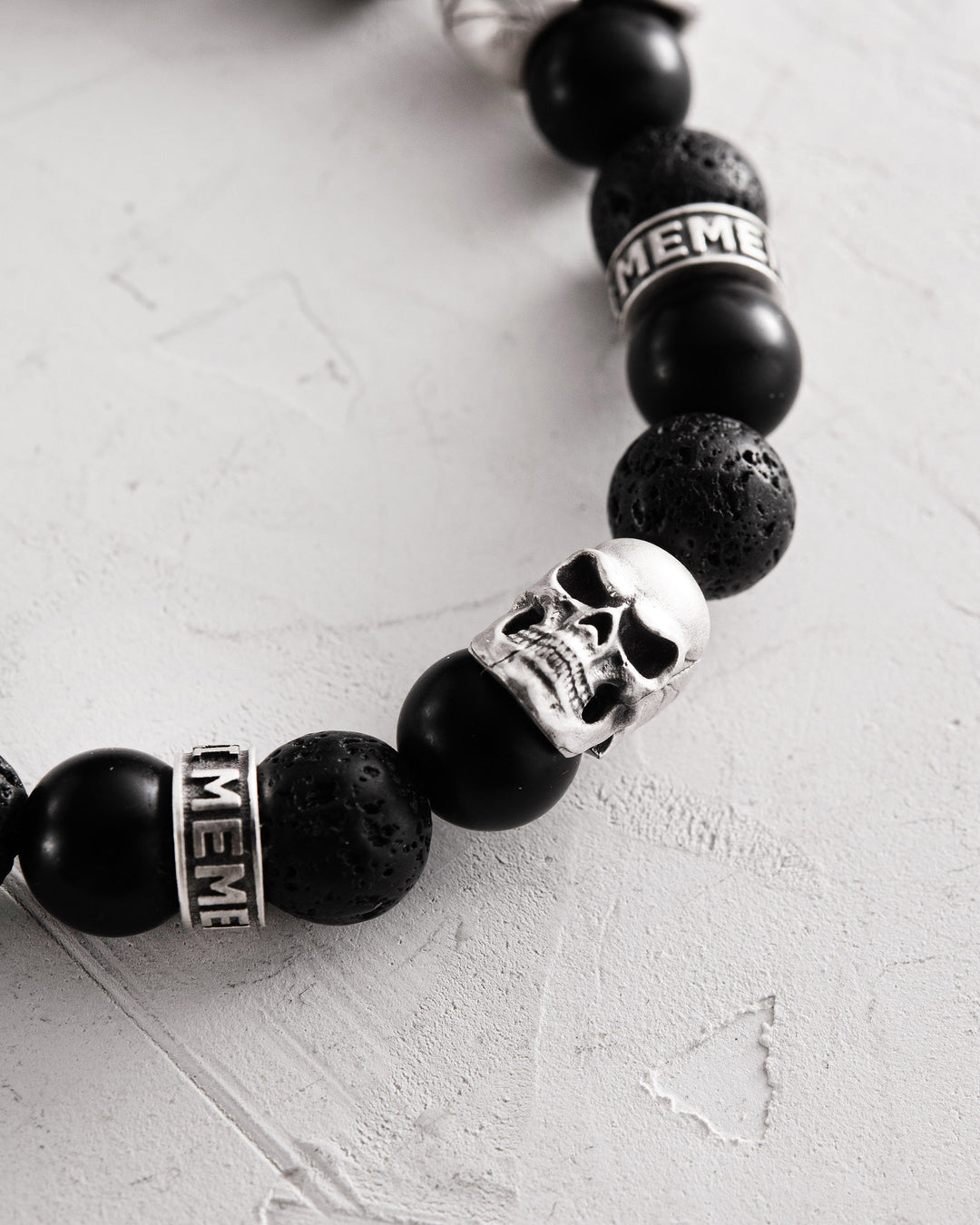 Men's Bracelet SKULL. LAVA STONE