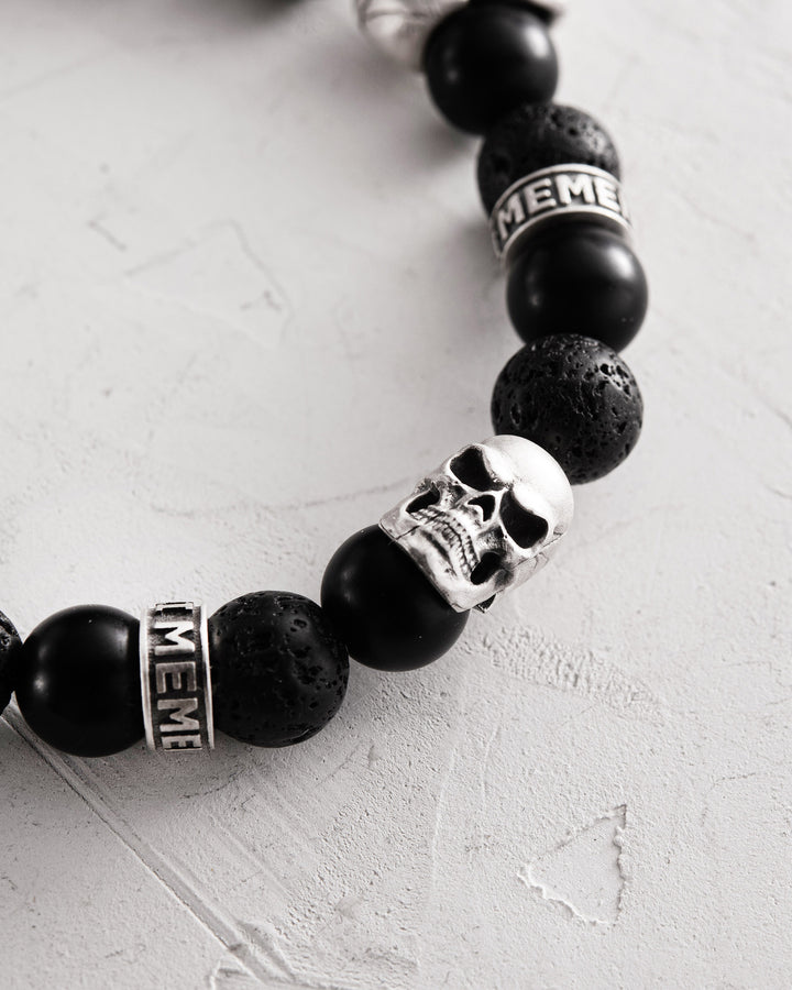 Men's Bracelet SKULL. LAVA STONE