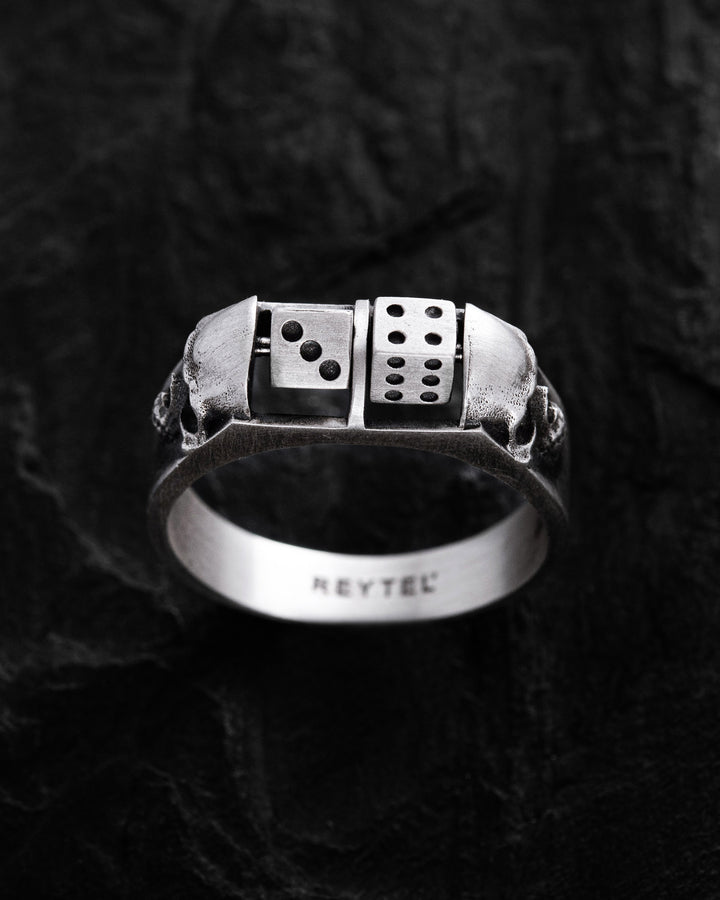 Silver ring ALEA IACTA EST