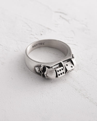 Silver ring ALEA IACTA EST