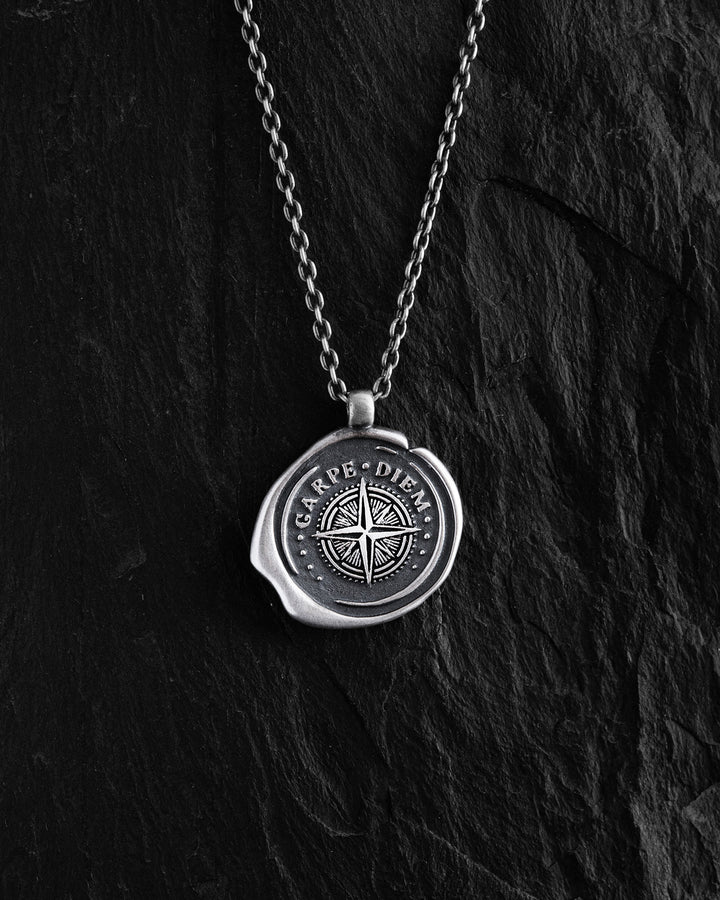 Silver pendant on a chain CARPE DIEM POLAR STAR