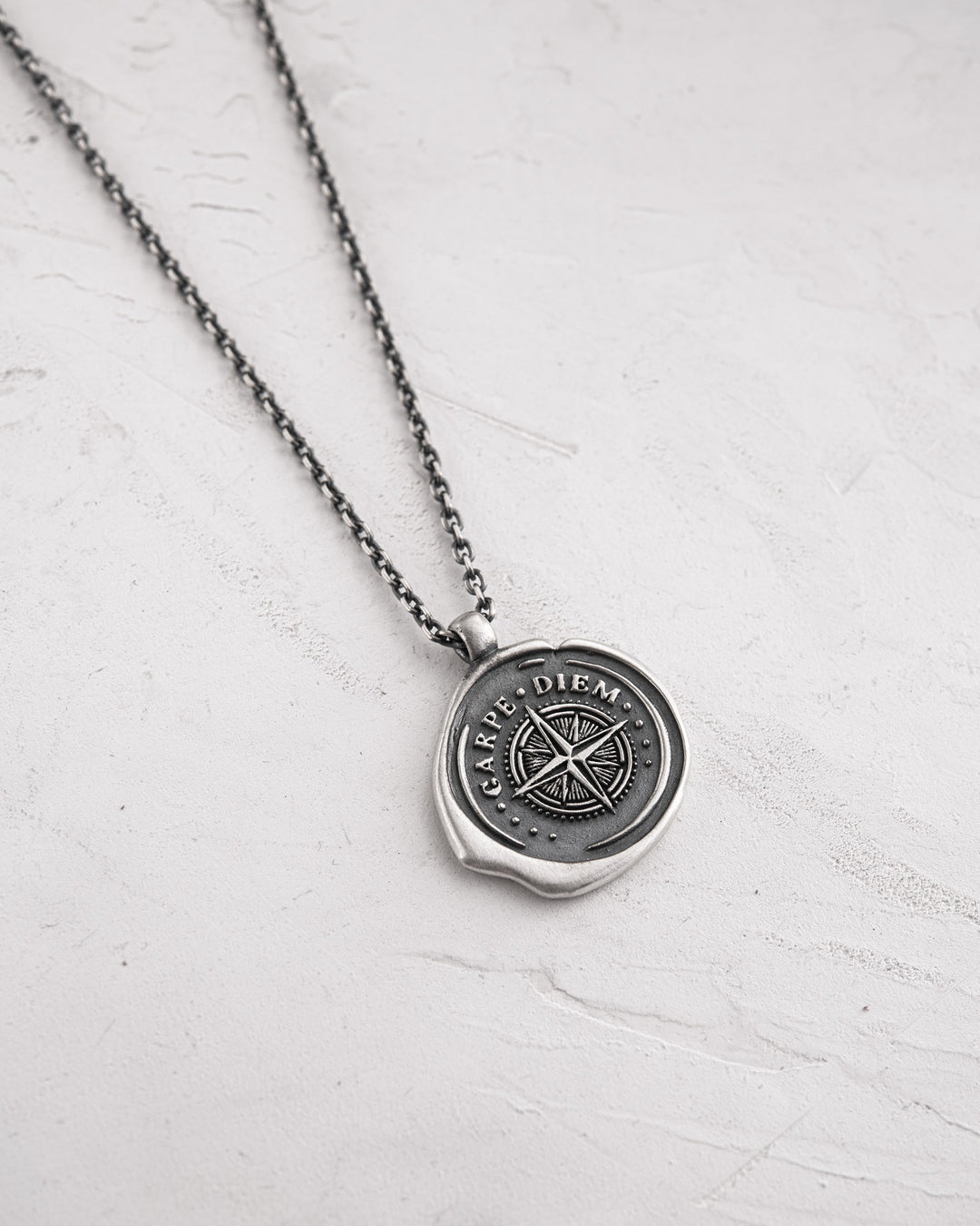 Silver pendant on a chain CARPE DIEM POLAR STAR