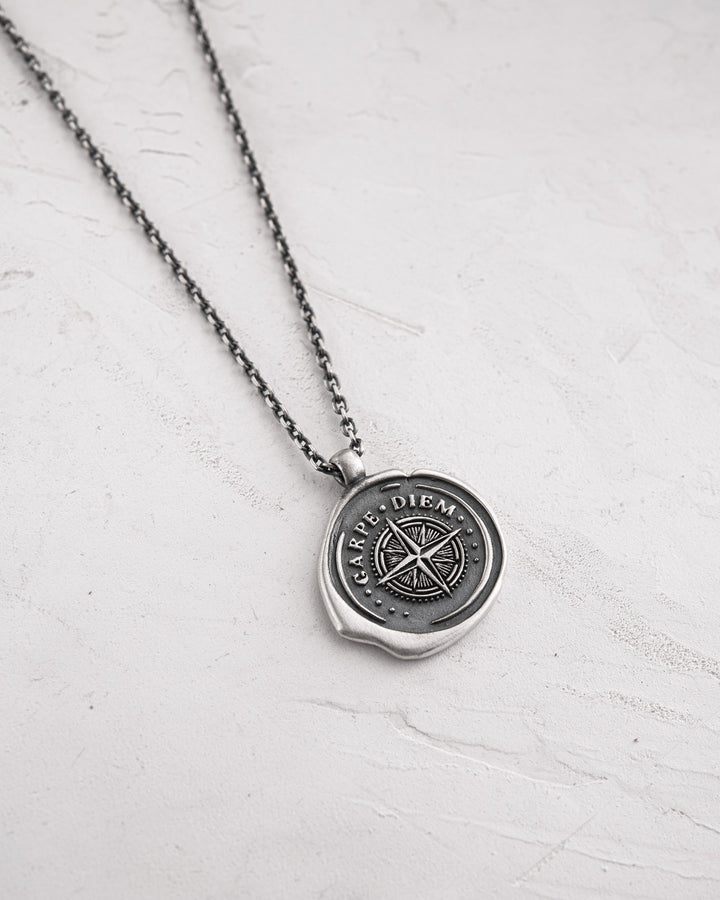 Silver pendant on a chain CARPE DIEM POLAR STAR