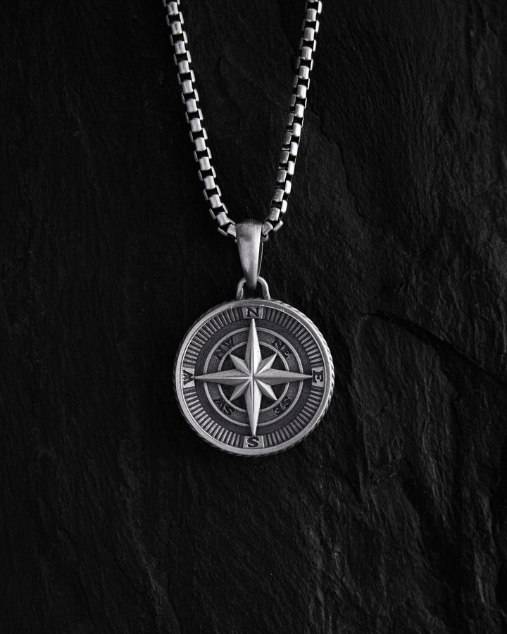 Silver pendant COMPASS. POLAR STAR