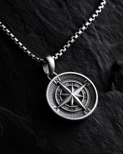Silver pendant COMPASS. POLAR STAR