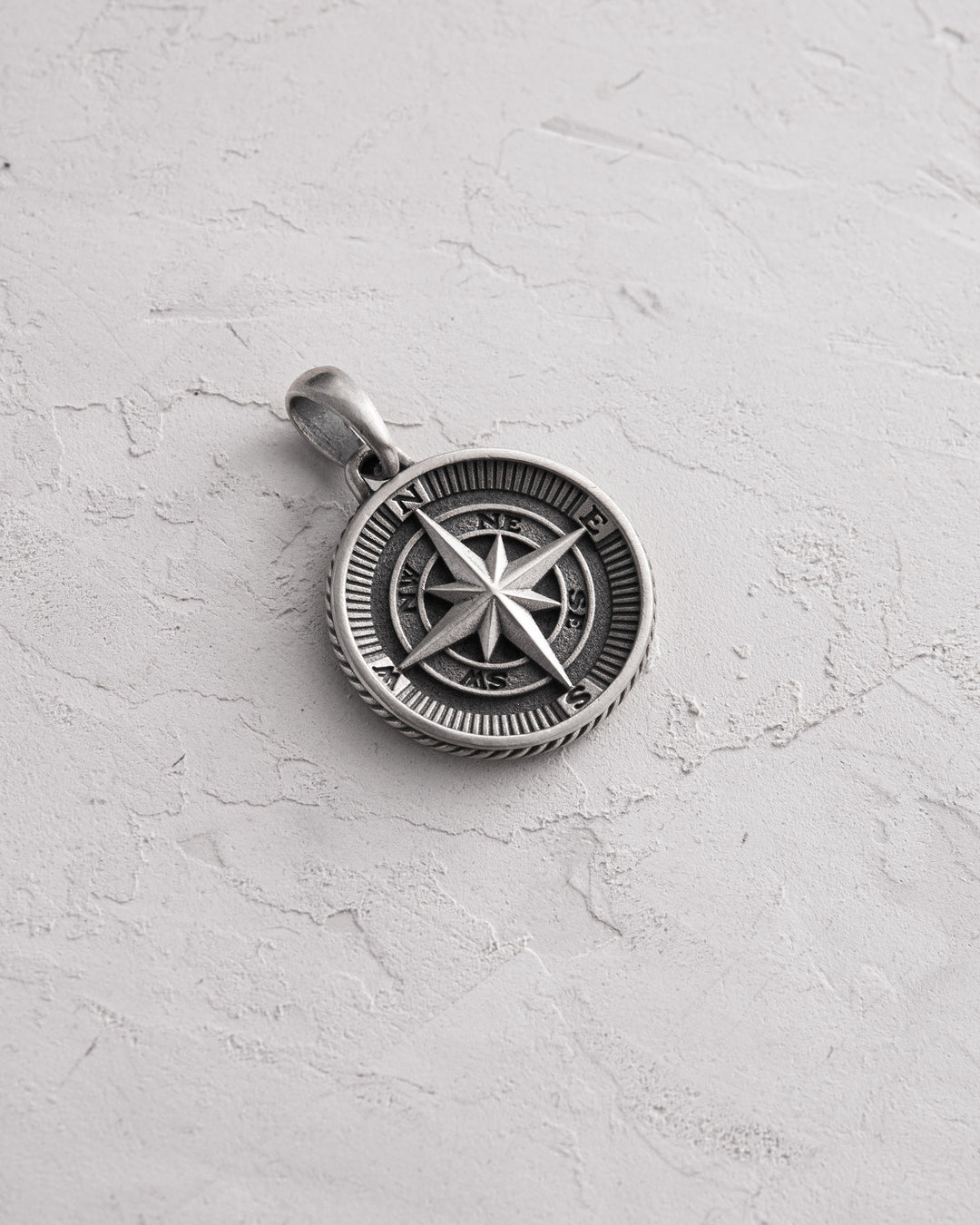 Silver pendant COMPASS. POLAR STAR