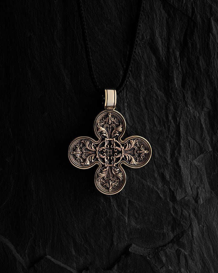 Cross JESUS AND THE FOUR ARCHANGELS (14k yellow gold)