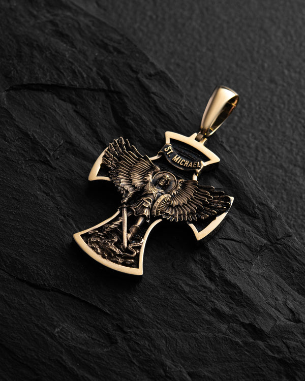 Cross ST. ARCHANGEL MICHAEL (14k yellow gold)