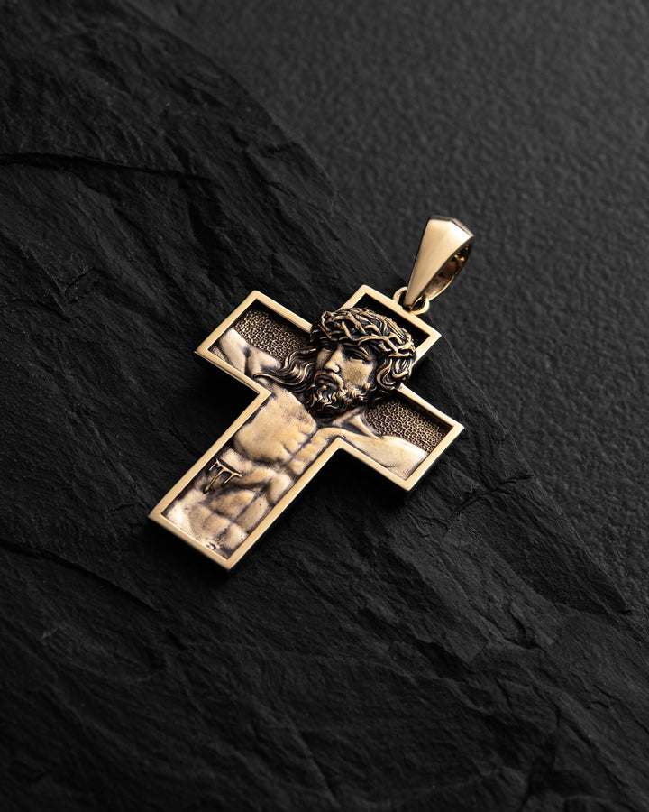 Cross REDEMPTION. JESUS CHRIST (14k yellow gold)