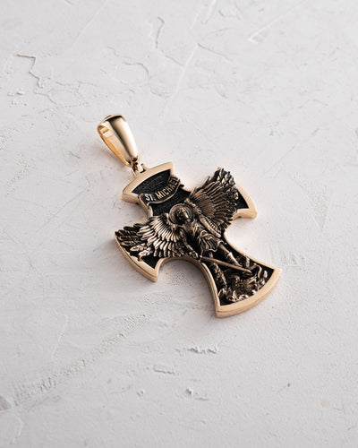 Cross ST. ARCHANGEL MICHAEL (14k yellow gold)