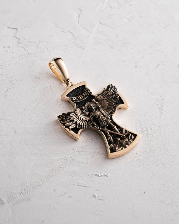 Cross ST. ARCHANGEL MICHAEL (14k yellow gold)