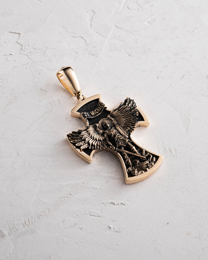 Cross ST. ARCHANGEL MICHAEL (14k yellow gold)