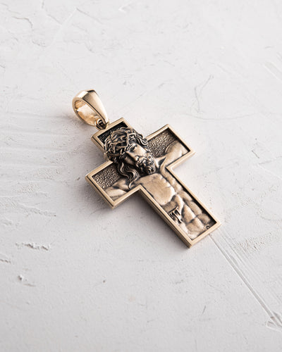 Cross REDEMPTION. JESUS CHRIST (14k yellow gold)