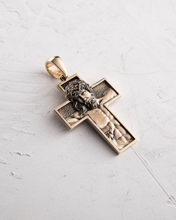 Cross REDEMPTION. JESUS CHRIST (14k yellow gold)