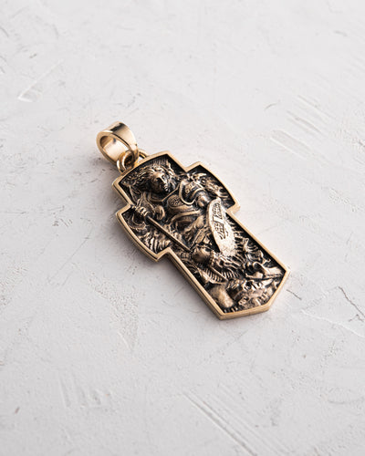 Cross ARCHANGEL MICHAEL (14k yellow gold)