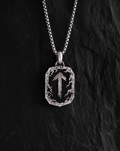 Silver pendant RUNE TALISMAN – TIWAZ with ebony